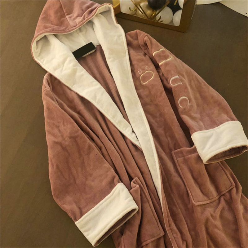 Men's Sleepwear Fashion Casual Mens Bathrobes Flannel Robe Hooded Long Sleeve Couple Men Woman Robe Plush Shawl Kimono Warm Male Coat 1 M-3XL 