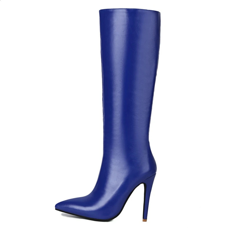 Boots Sexy Women's High Knee Boots Fashion Red Blue Black Heel Knee High Boots Female Waterproof Party Fetish Long Shoes Autumn Winter 231219