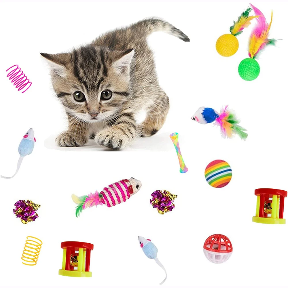 Cat Interaktywne zabawki Kitten Toys Składany Rainbow Cat Tunel Tunnel Golf z piłkami z piór i myszami dla kotka