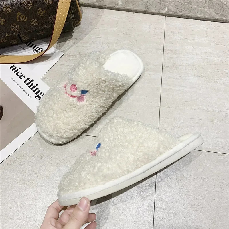 Slippers autumn and winter rabbit hair four seasons home rabbit hair cotton slippers 3321 231219