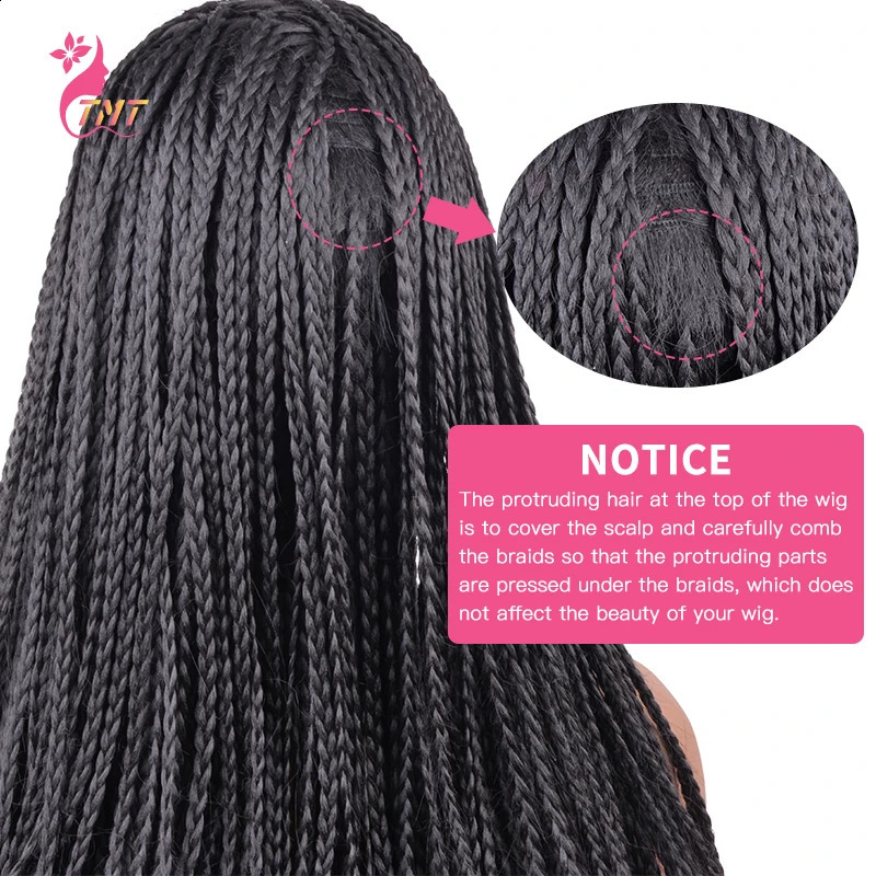 Perruques synthétiques Longue ligne droite boîte synthétique tressé tresses perruques 26 '' haute qualité synthétique torsion tresses perruques pour Afro femmes noires 231218