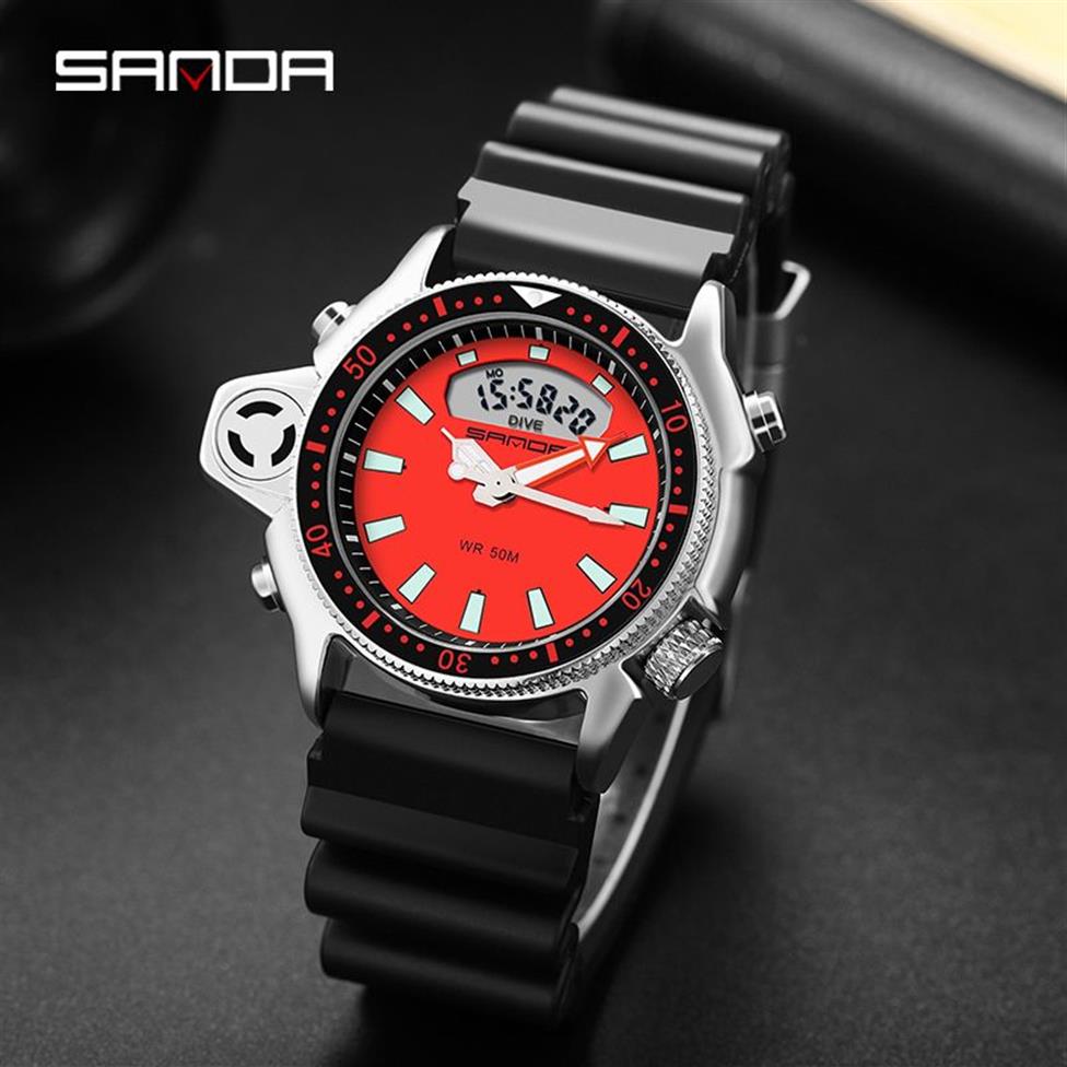 SANDA mode Sport hommes montre à Quartz Style décontracté montres étanche S THOCK mâle horloge masculino 3008 210310236C