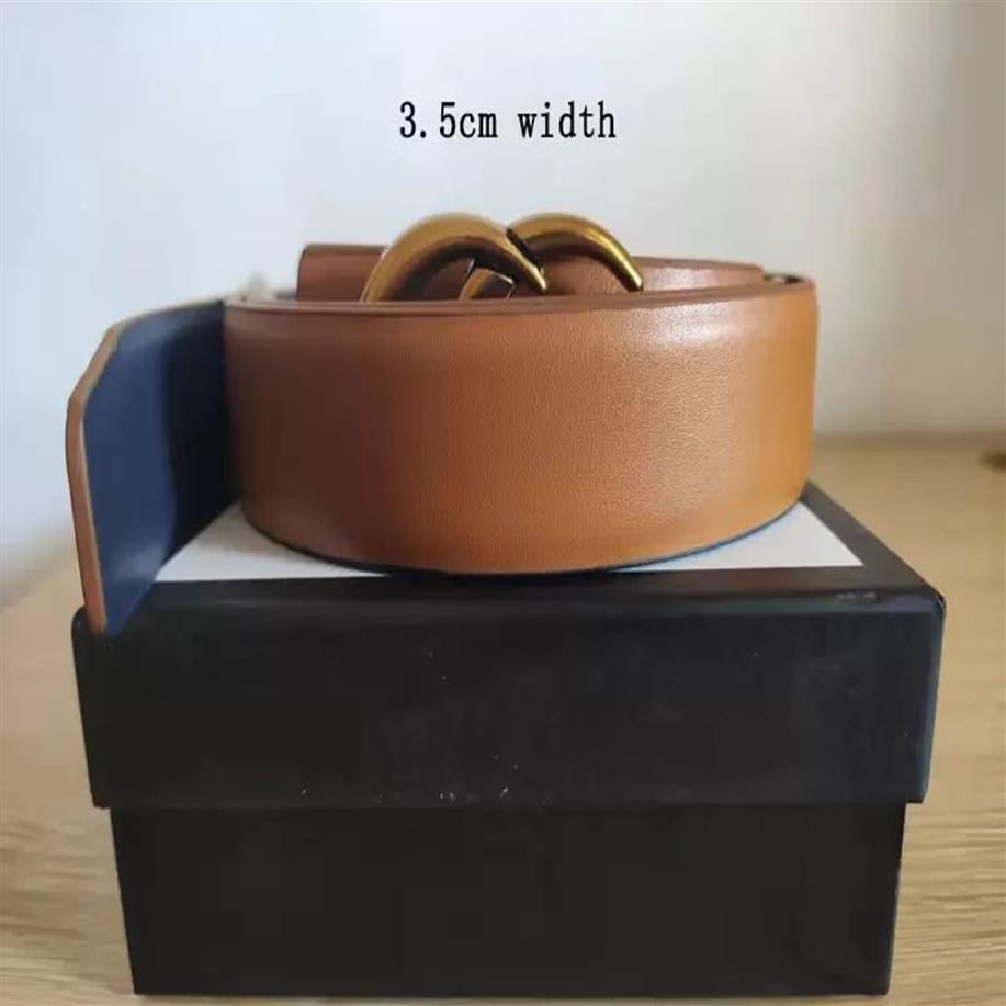 Designer Mäns bälte Kvinnors brev mässing Buckle Belt Högkvalitativ läderbredd 2 0 cm 3 4 cm 3 8 cm med Box234e