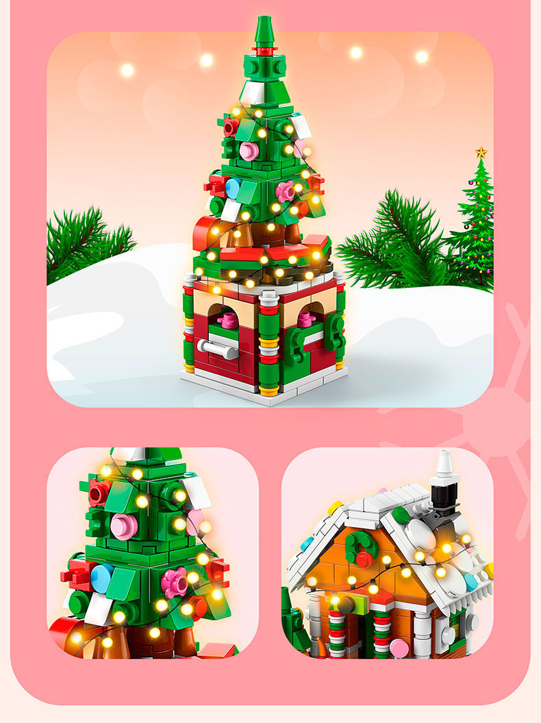 Atacado Kit Diy Kit Build Block Block Papai Noel Claus Christmas Filme Blocks Christmas Train Set Modelo Build Kit Christmas Build Brick Toy for Kid Christmas Gifts