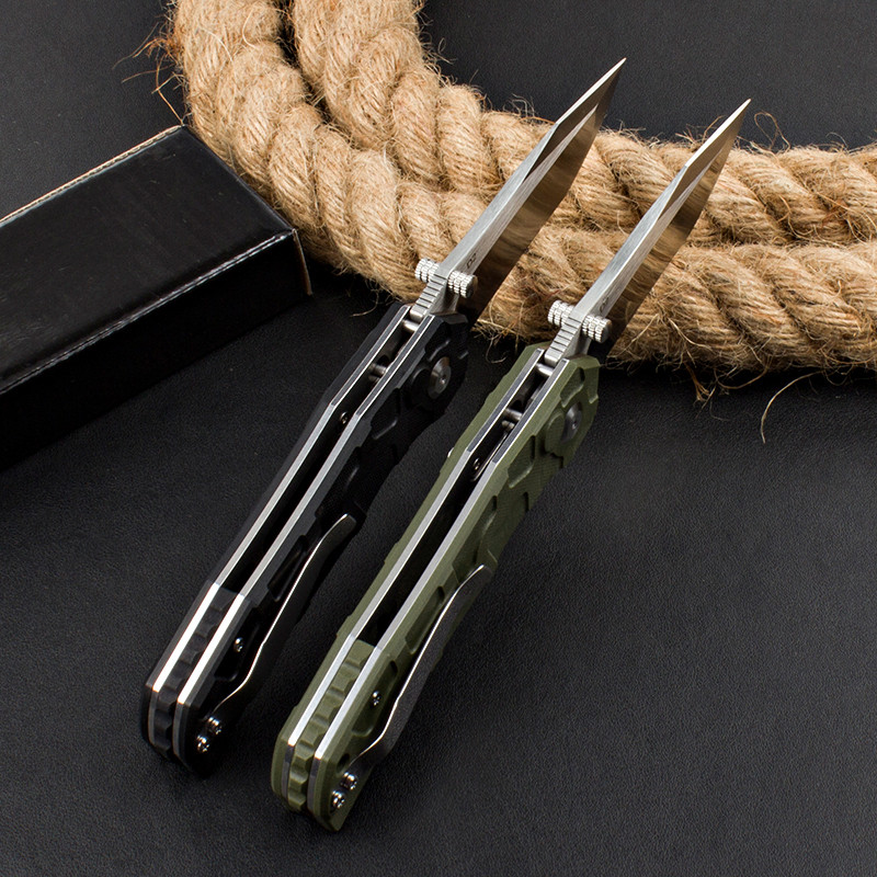 Couteau pliant de poche EDC avec bouton à tête d'ours russe, avec manche G10, lame D2, survie en plein air, Camping, chasse, couteaux de cuisine utilitaires, outil