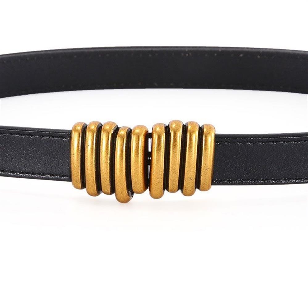 Ceinture fine en cuir réglable pour femmes, rétro, à la mode, une paire de boucles, décorative, Dress268J, 2021