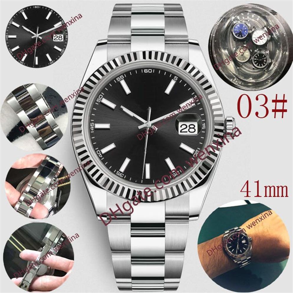 Top Automatic 2813 MEKANISKA WATCH MEN Big Magnifier 41mm rostfritt stål Vattentät president Mens Watches Male Wristw330Z