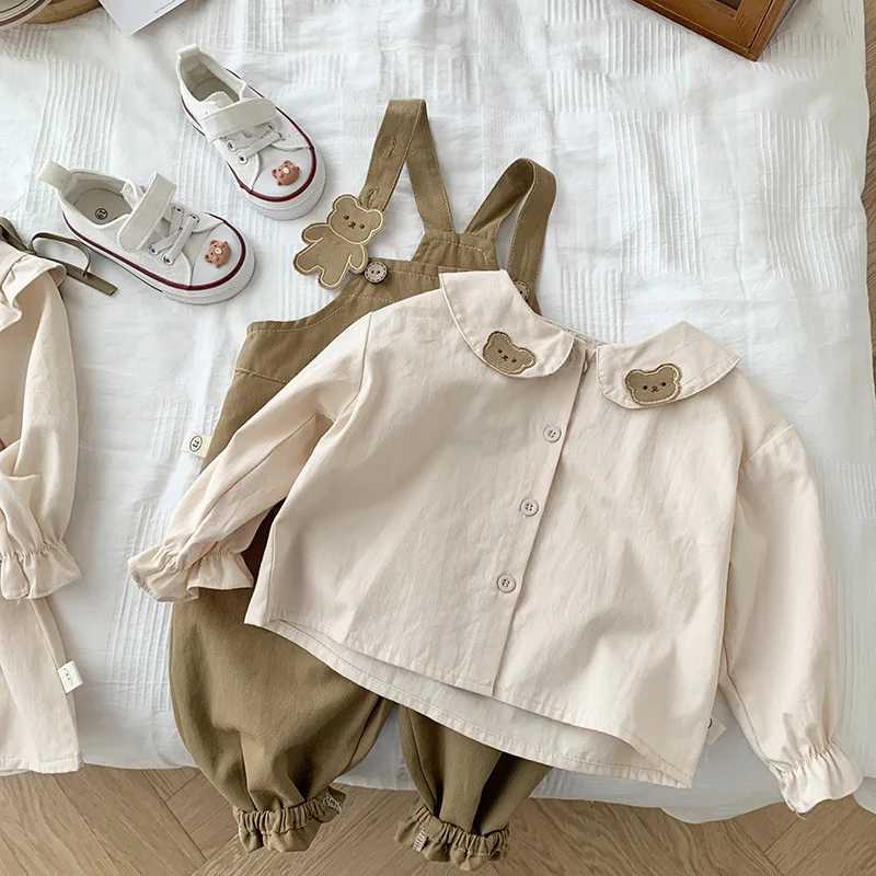 Mädchenkleider Kinderbruder und Schwester-Outfit 0-6 Jahre alte Herbst-Jungen und Mädchen Puppenkragen Hemd Langarmed Kleid Hosenträger