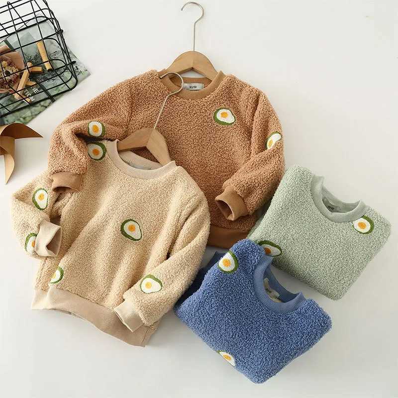 Pullover barns pullover tröja tryck mönster design småbarn klädbarn barn teddy fleece varm tröja för baby pojkar flickor 2-10 yl231215