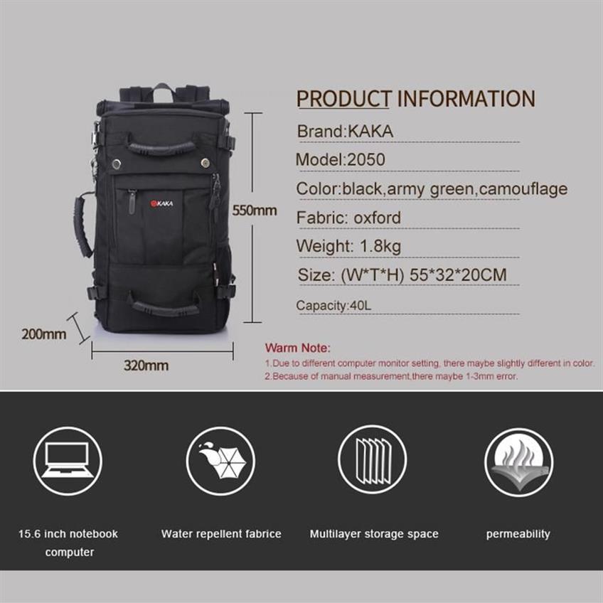 40 L ad alta capacità Oxford Waterproof Laptop Backpack Multifunzionale da viaggio Multifunzionale Borsa Scuola Borsa Gaglie da escursioni317W