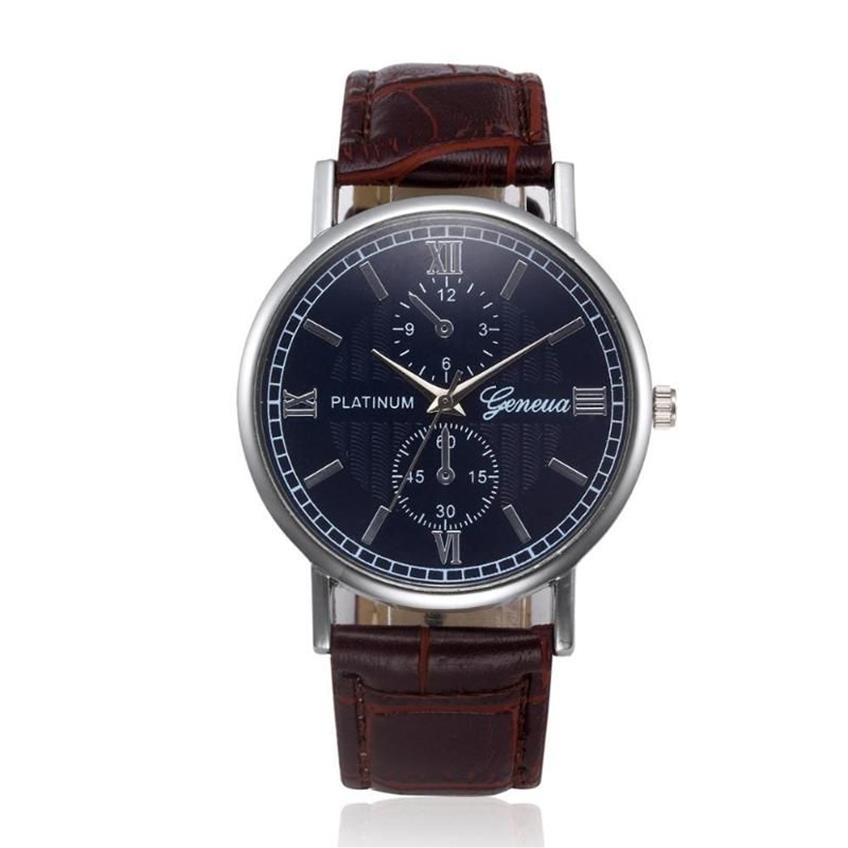 Relojes de pulsera Ginebra Números romanos Ojos falsos Reloj para hombres Cinturón de moda Reloj de negocios casual Marca Cuarzo Relogio Masculino296e