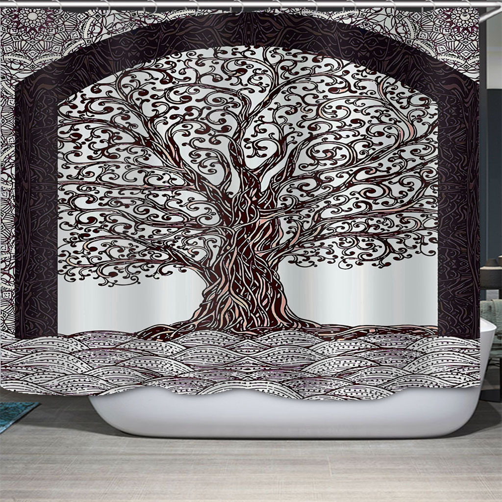 High Quality Waterproof Bathroom Curtain Custom 3d tree curtains 3D Shower Curtains Waterproof Bathroom Curtain