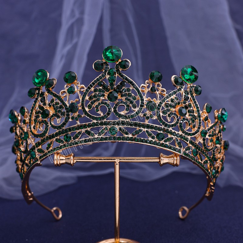 Copricapo Corona di diadema di cristallo rosso rosa verde donne Ragazze Matrimonio Principessa Abito da sposa capelli Accessori feste