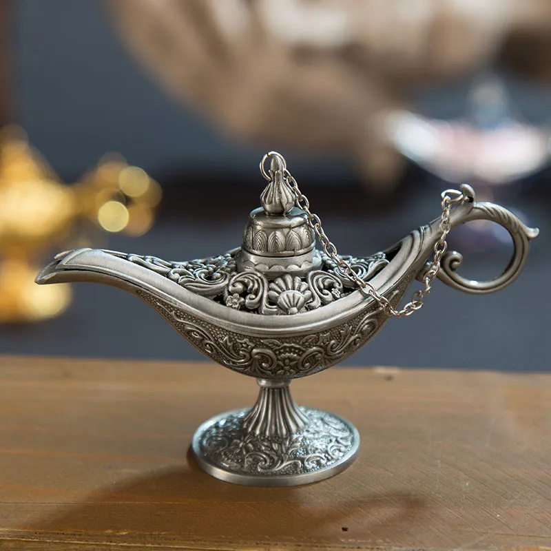 Novelty Items Fairy Tale Aladdin Magic Lamp Vintage Censer Creative Metal Aroma Burner Incense Burners Christmas Gift Wedding Gifts