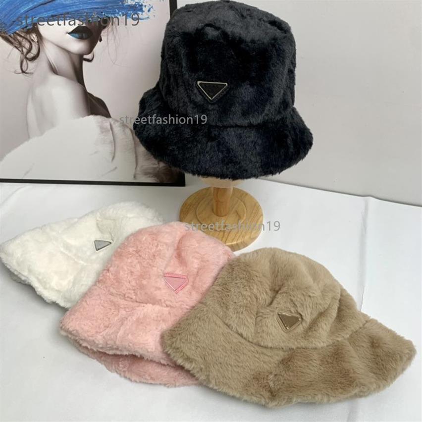 Luxo Faux Fur Ampla Brim Chapéus Engrossar Lã Outono Inverno Equipado Designer Bucket Chapéu Panamá Mulheres Homens Pesca Caps Ao Ar Livre Sport276x