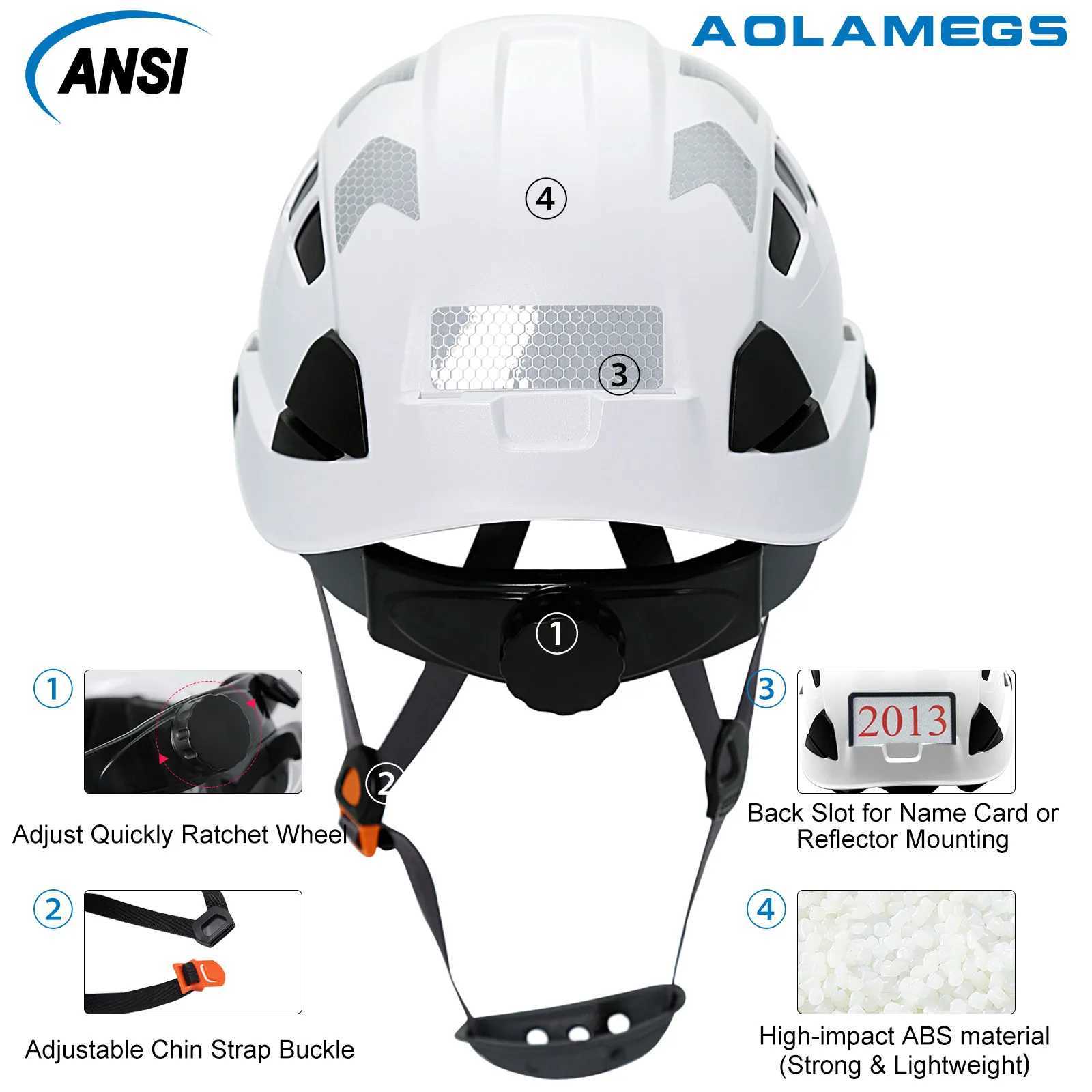 Klimhelmen Reflecterende veiligheidshelm met bril ABS Constructiewerk CAP Beschermende harde hoed voor klimmen Outdoor werkhelm