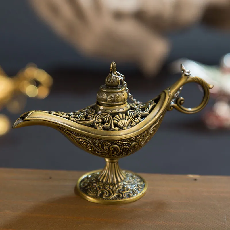 Novelty Items Fairy Tale Aladdin Magic Lamp Vintage Censer Creative Metal Aroma Burner Incense Burners Christmas Gift Wedding Gifts