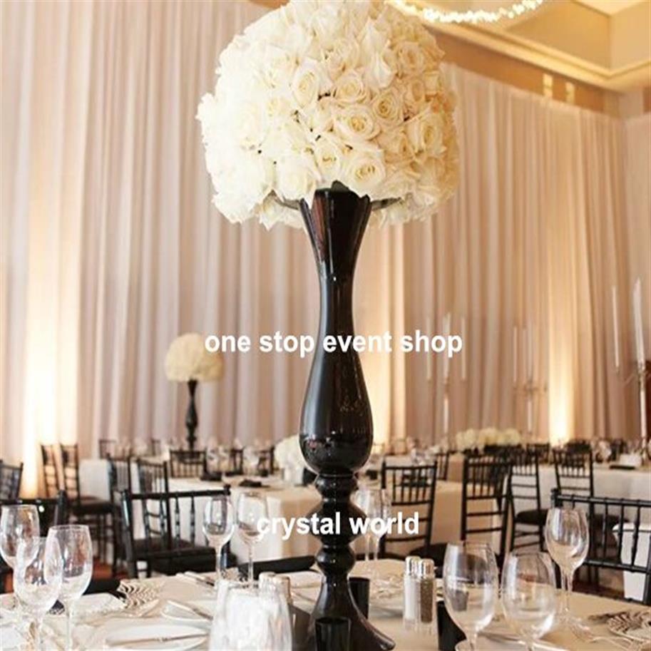 Новейшее качество, черный декор стола в форме трубы 11 ваза для свадебных центральных элементов, свадебная ваза 266d