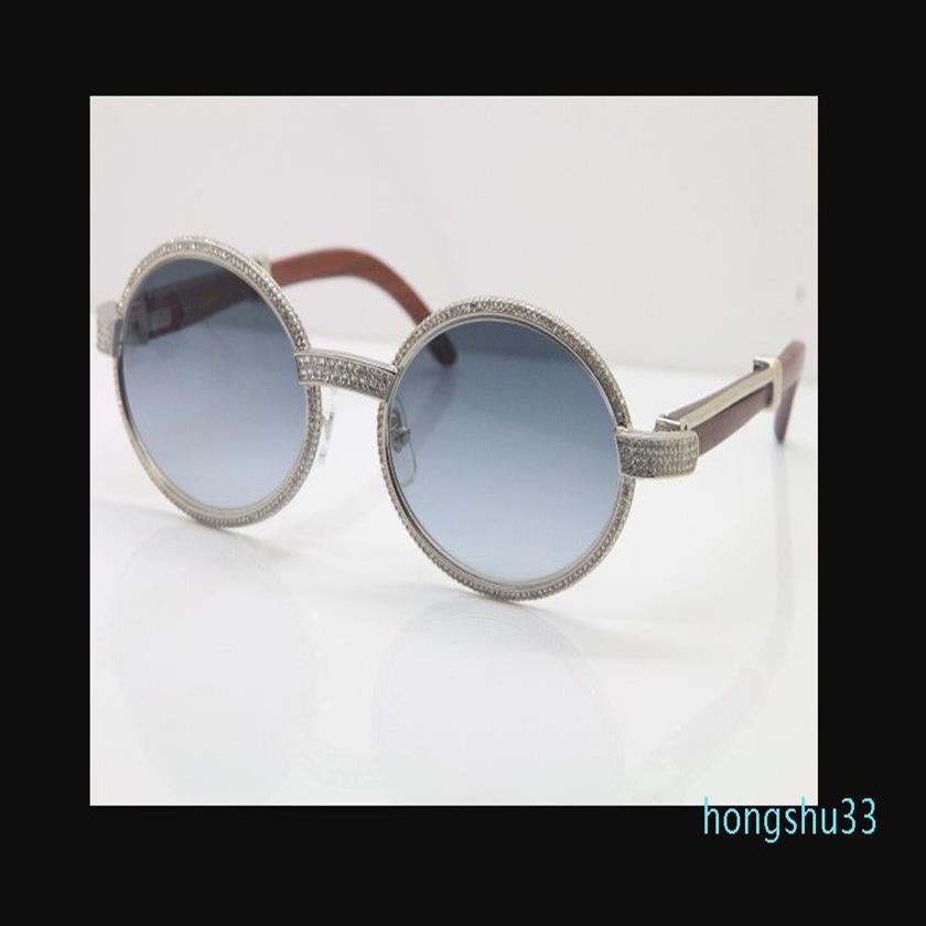 Lunettes de bonne qualité en or 18 carats Vintage bois 7550178 lunettes de soleil rondes Vintage unisexe haut de gamme lunettes de diamant limitée C décoration g239N