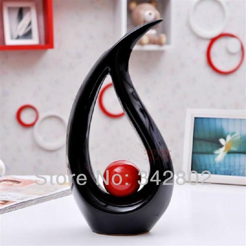 Vase en céramique moderne en forme d'eau, pour décoration de maison, Vase de table, couleurs rouge, noir et blanc, choix 191a