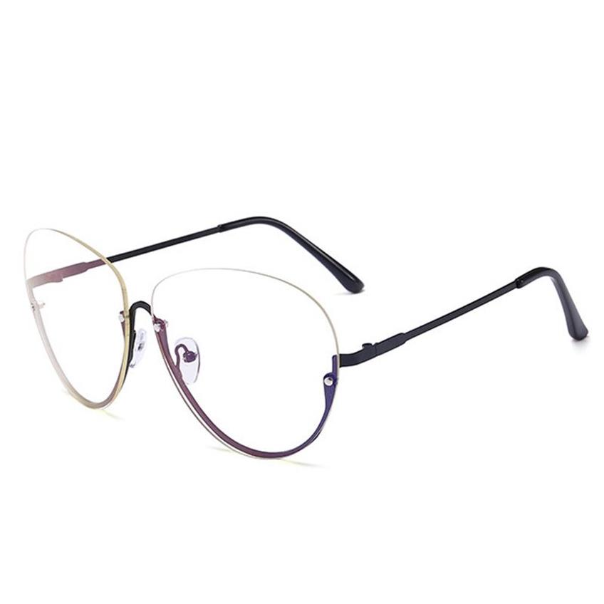 Klare Sonnenbrille für Damen, halbrandlos, 2019, übergroße ovale Sonnenbrille mit Rahmen, Vintage-Schattierungen, Metall, Eyewear1266R