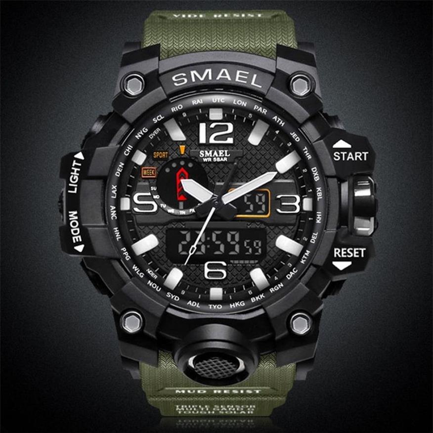 SMAEL Brand Men Fashion Waterproof Stopwatch Analog Quartz Watch Mens Sport Watches Casual Digital Clock Male Relogio Masculino 202211