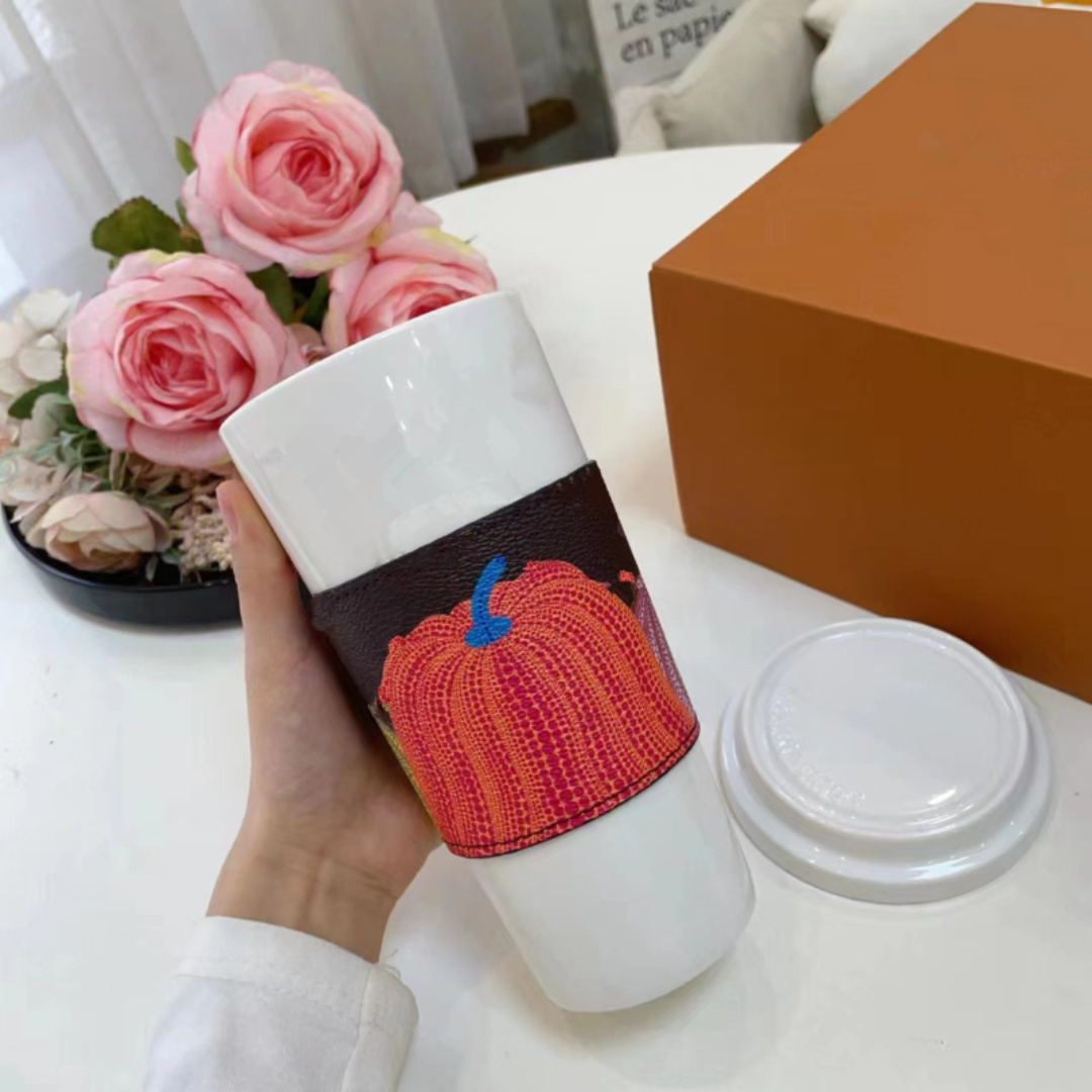 Tazas de diseñador con caja de cuero L taza de cerámica V taza de regalo de café tazas de porcelana con cajas de regalo