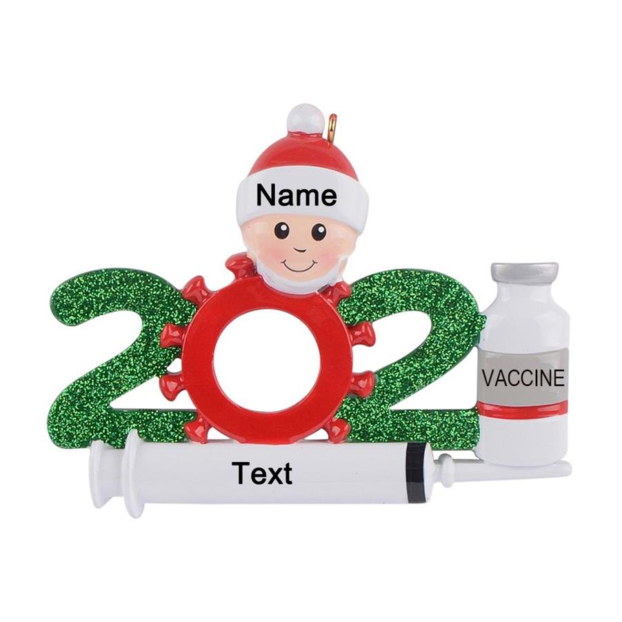 In voorraad hele retail polyresin 2021 Family of 2 gepersonaliseerde quarantaine kerstboom ornamenten decoratie Xmas Keepsake Sou270V