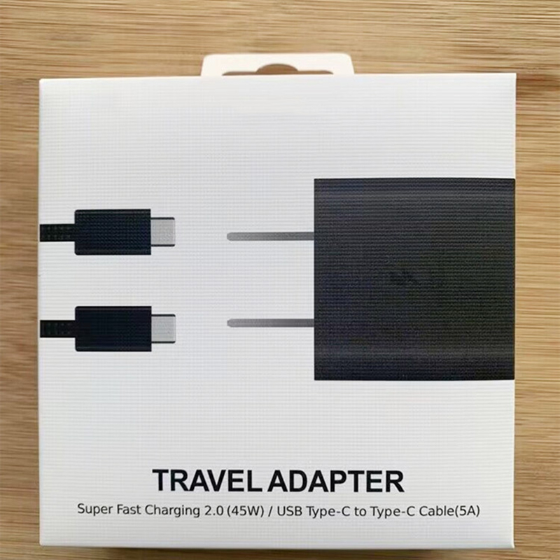 Kit de cargador súper rápido de 45 W para Samsung Galaxy S23 NOTA 20 Bloque de cargador ultra rápido EP-TA845 Adaptador PD con paquete minorista izeso