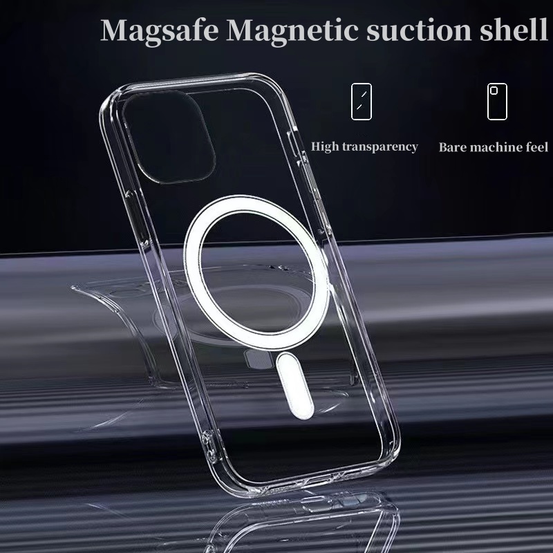 Heißverkaufte, hochwertige, magnetische, transparente, stoßfeste Acryl-Handyhülle für iPhone 15 14 13 12 11 Pro Max mit Einzelhandelsverpackung