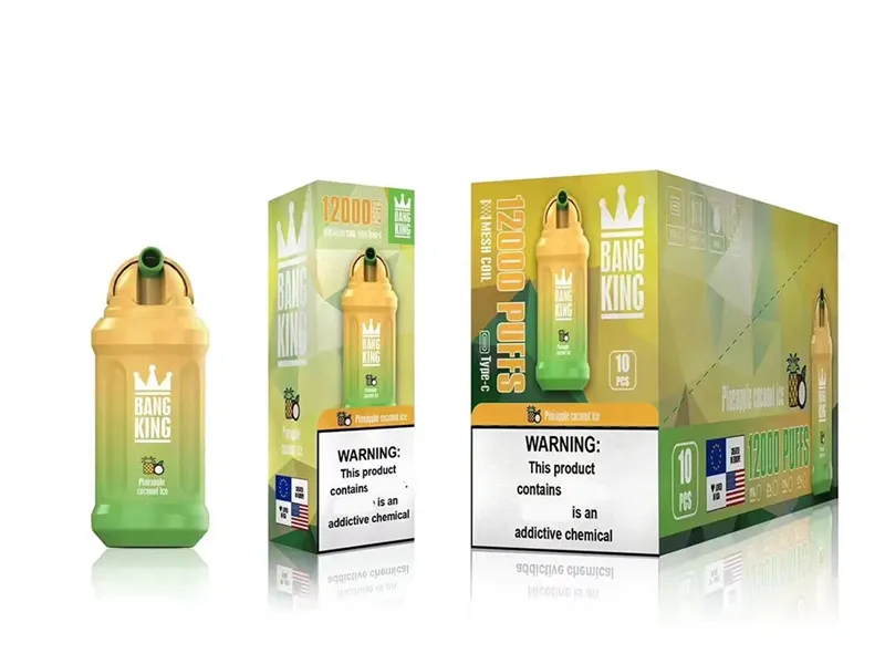 Original Bang King 12k Puffs Vapes descartáveis ​​Caneta 120000 E Cigarro 0% 2% 3% 5% Vaporizador de nível 650mAh Bobina de malha recarregável 23ml Pod pré-preenchido Novo 20 flaovrs