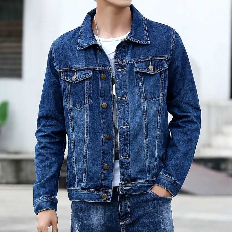 Kurtki męskie Blue Denim Kurtka Męska pojedyncza jeanse jeansowe kurtki czarne szary moda moda swobodna wiosna i jesienne męskie bawełniane płaszcze 231026