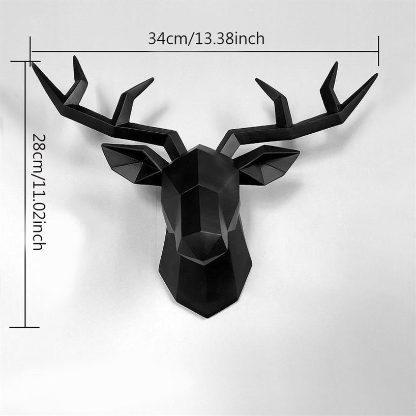 3D Deer Head Rzeźba Dekoracja Dekoracja Akcesoria Geometryczna Deer Głowa Abstrakcyjna rzeźba pokój dekoracje ścienne żywica jelenia statua t263y