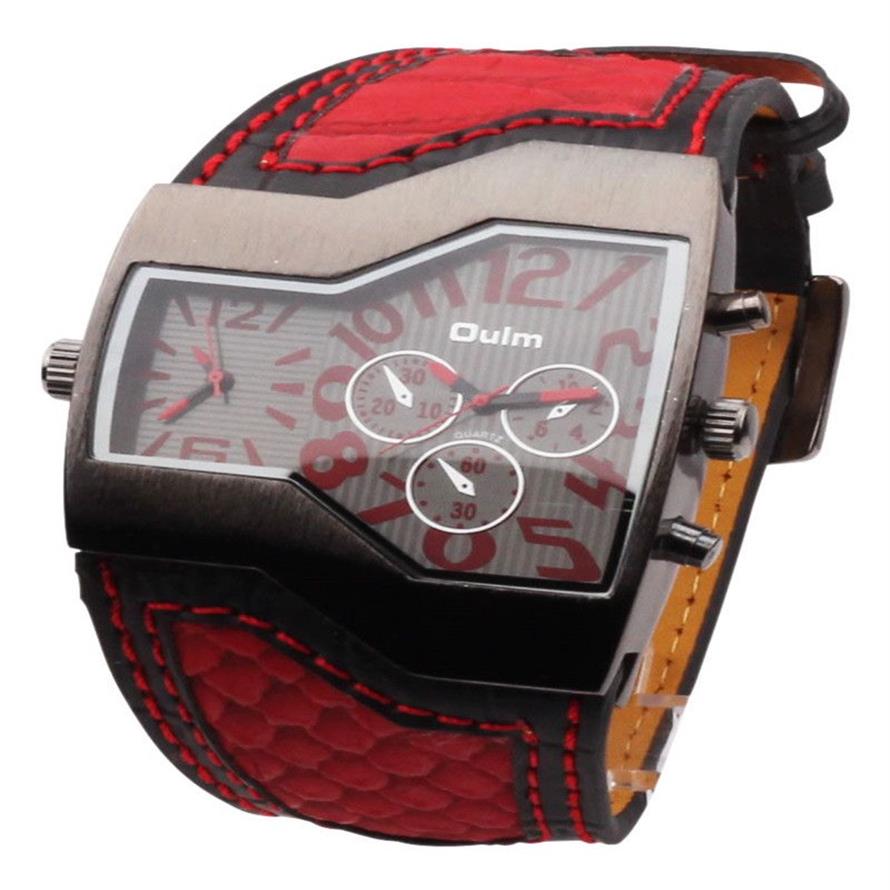 New Arrival Mens Fashion Brand OULM 1220 Watches Double Japan Movt Quartz Imported Watch Military Wide Strap Big Face Black195z