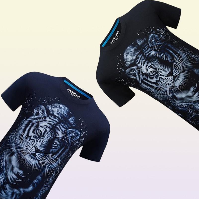 Summer 3d printed shortsleeved Tshirt men039s compassionate tiger casual half sleeve9357311