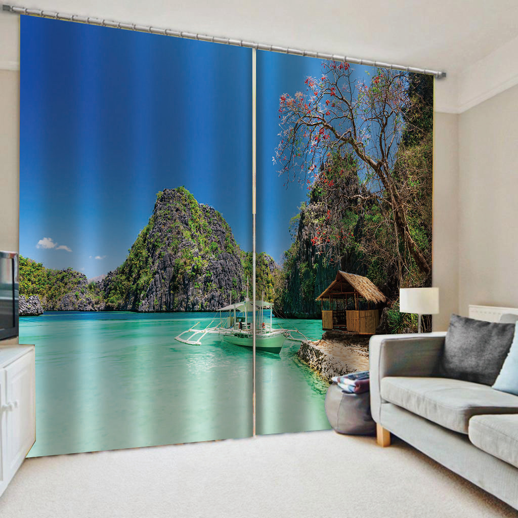 Photo 3d nature paysage paysage rideaux 3D imprimé imperméable rideau de douche décor à la maison