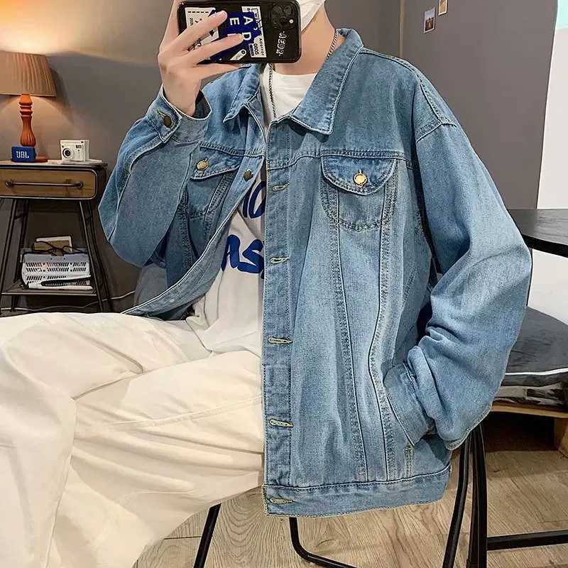 Men's Jackets Black Denim Short Jacket Men Jeans Jacket Coats Casual Windbreaker Pockets Overalls Bomber Streetwear Man Clothing OutwearL231026