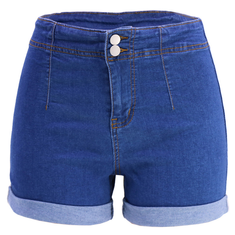 women short jeans cuffs slim high waist denim short pants Lady shorts Mini sexy high Elastic high quality 