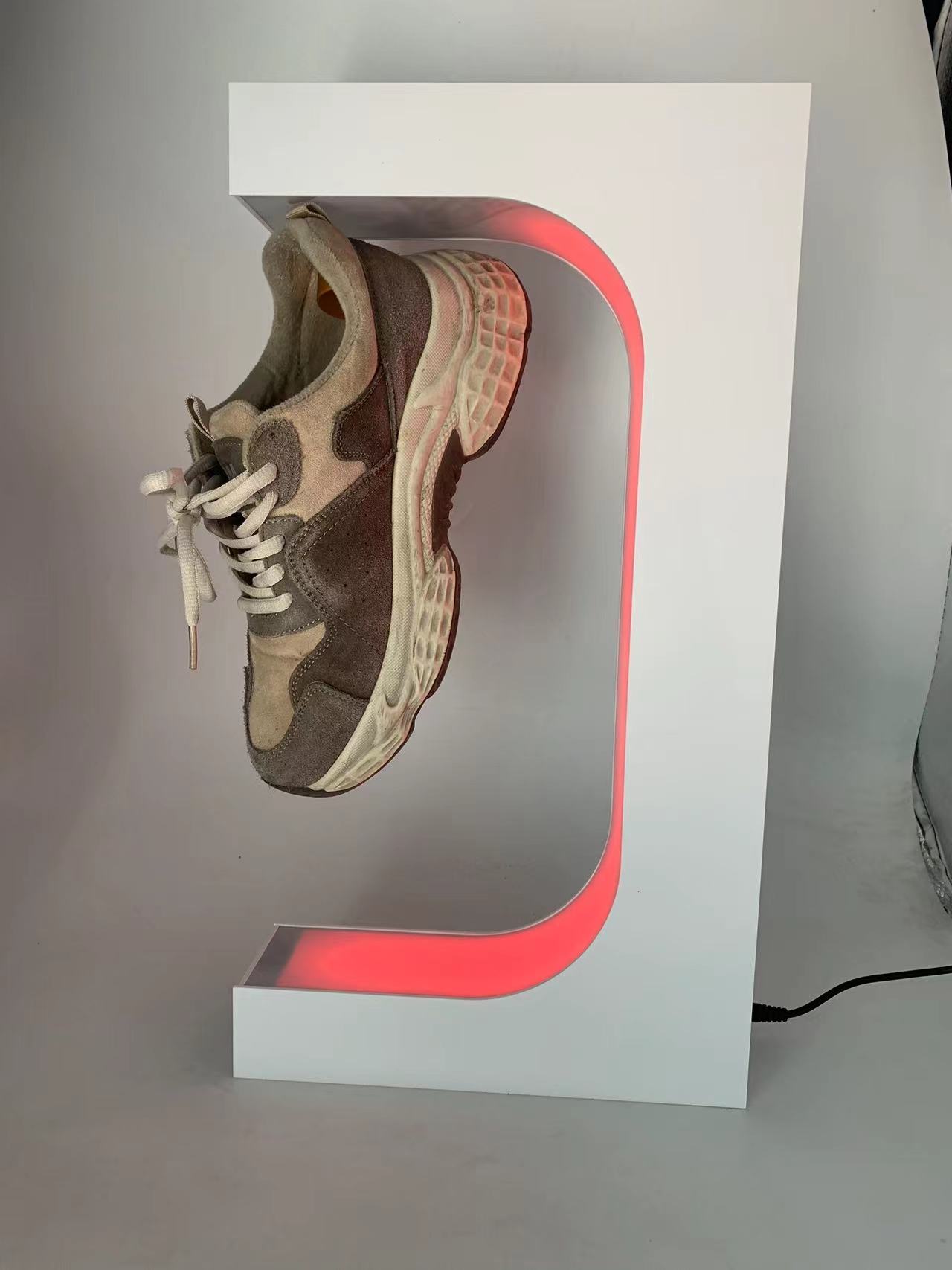 dhl magnetic levitation rotation shoe sneaker display rack with remote controller