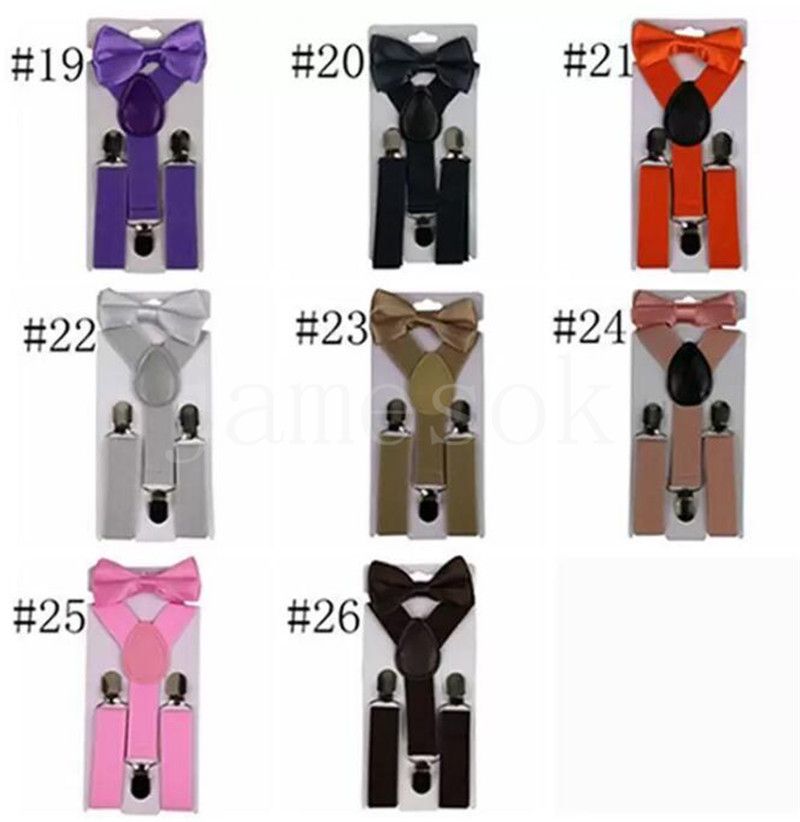 Belt Bowtie Set Candy Color Kids Suspenders with Bow Tie Adjustable Girls Boys Suspender Wholesale 26 Designs Party Supplies dd688