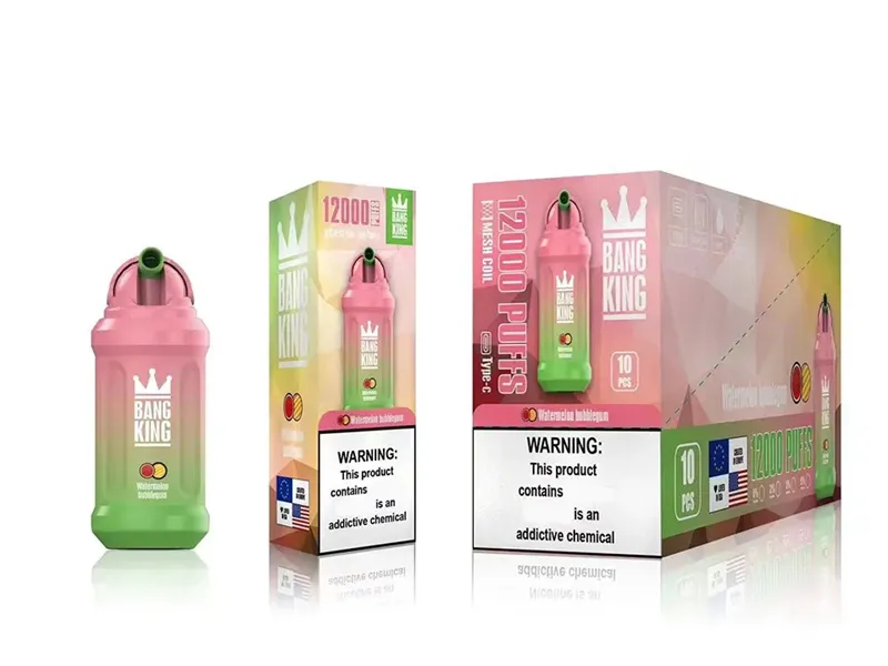 Original Bang King 12k Puffs Vapes descartáveis ​​Caneta 120000 E Cigarro 0% 2% 3% 5% Vaporizador de nível 650mAh Bobina de malha recarregável 23ml Pod pré-preenchido Novo 20 flaovrs