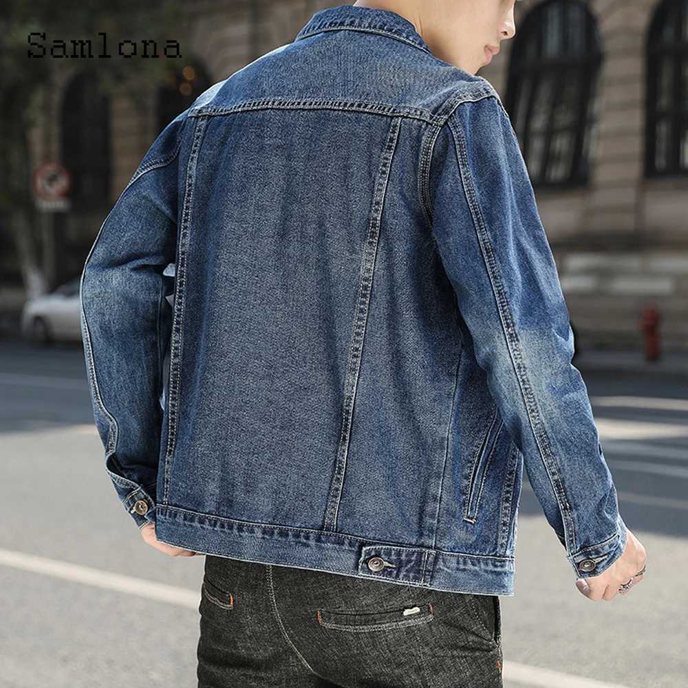 Herrjackor 2022 Single Breasted Mens Demin Jackets Spring Lapel Collar Retro Jacket Autumn Ytterkläder Fashion Mänkläder Plus Size S-5XLL231026