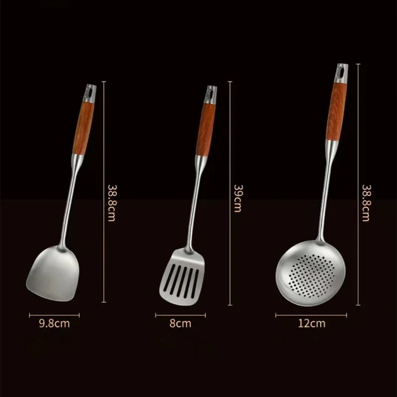 Ustensiles de cuisine 304 ustensiles de cuisine en acier inoxydable ensemble accessoires de cuisine articles ustensiles Cuisine Cozinha outils spatule cuillère à riz fendue 231219