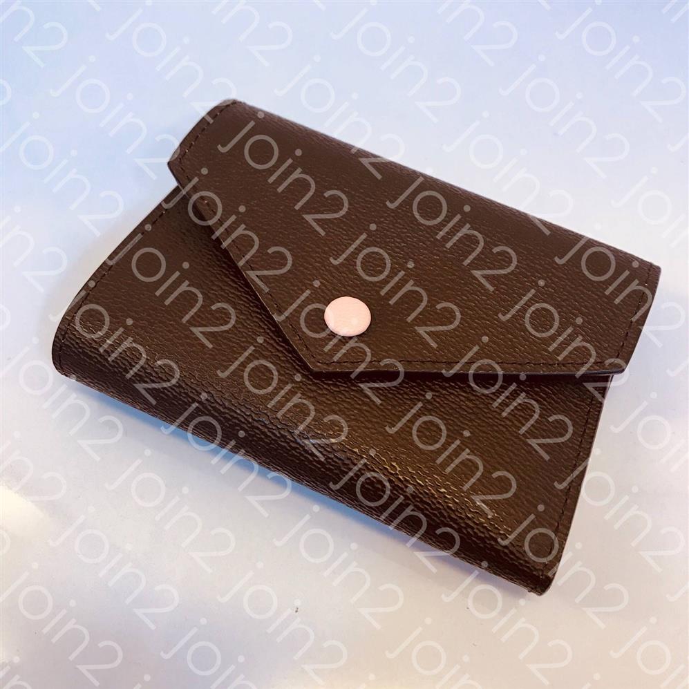VICTORINE portefeuille haut de gamme Fashion femme courte portefeuille Purs à main Carte de crédit Cash Portefeuille compact Brown Blanc Immasé CAN178H