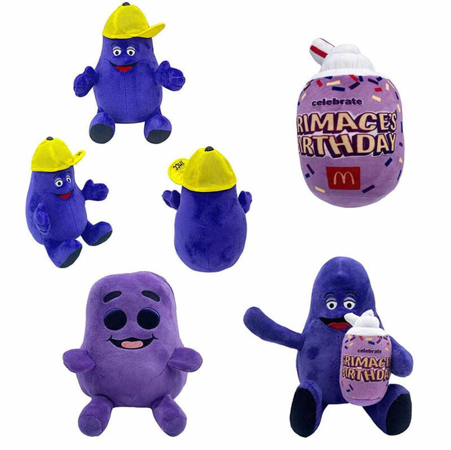 Jouets animaux en peluche Grimace Shake chapeau jaune violet Grimace Milkshake monstre en peluche cadeau de noël