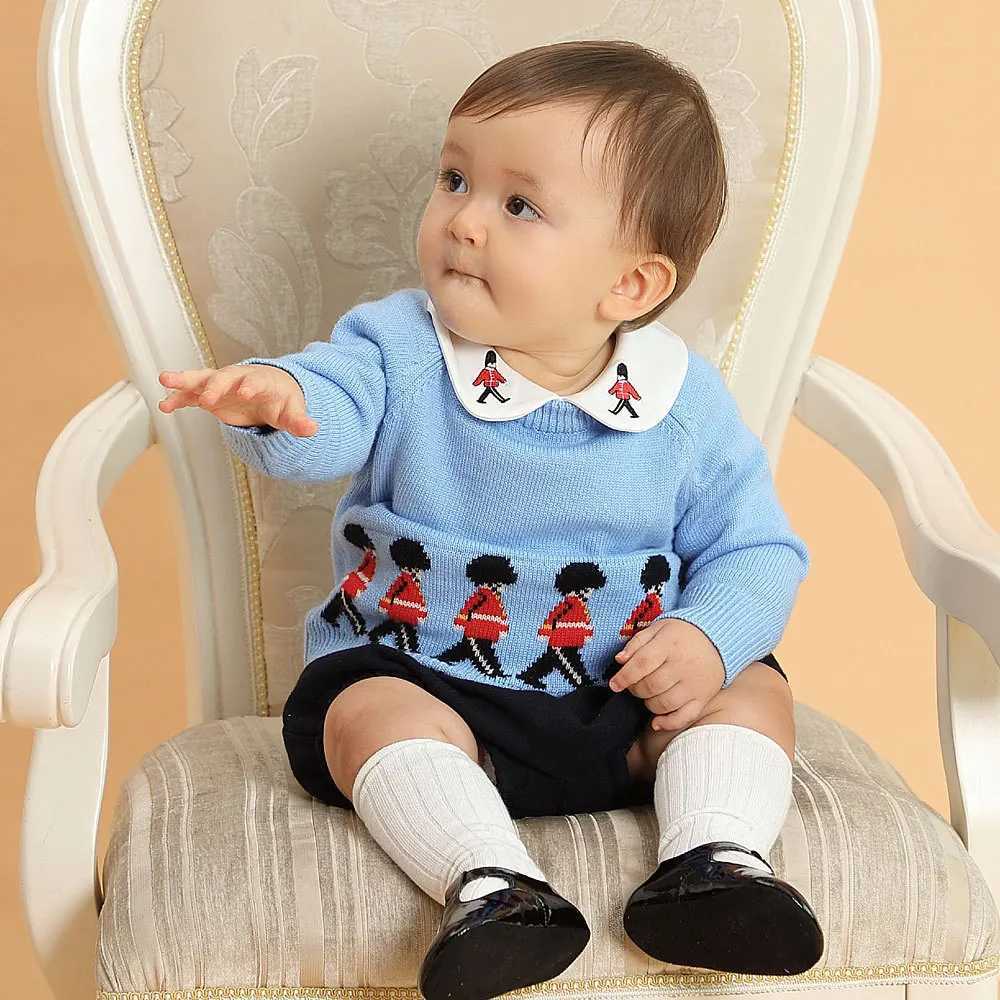 Pullover Boys Pullover Sweater Baby Tops Spanish Toddler Knitted Cartoon Sweater Kids Knitting Pullovers Children Clothes Knitwear UnisexL231215