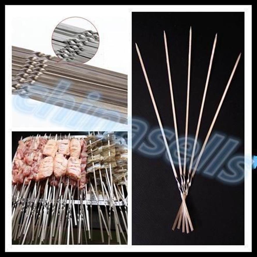 Picnic portatile BBQ Barbeque Ago 35 cm Campeggio Griglia in acciaio inossidabile Party Kabob Kebab Spiedini di agnello piatti forks2497