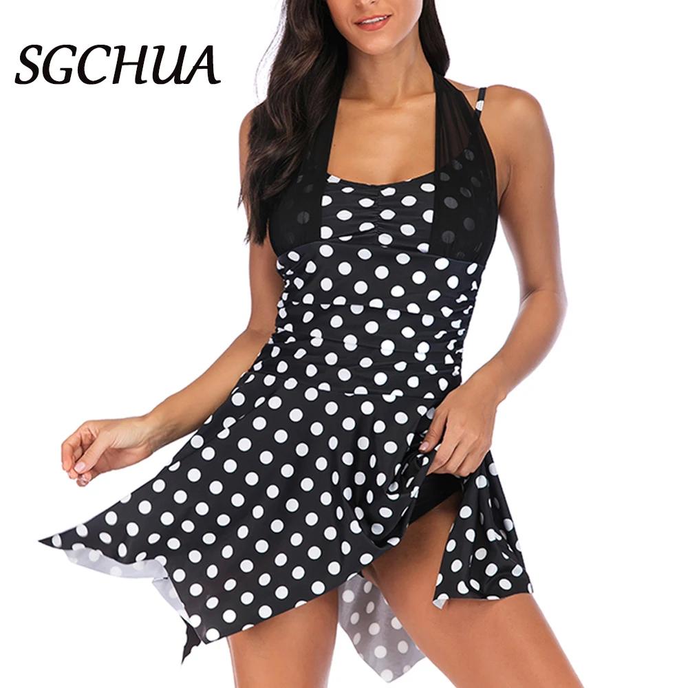 Wear Plus Size Polka Dot Swimwear Brasileiro Sexy Backless 2 Peças Tankini Maiô Malha Maiô Tamanho Grande Senhoras Praia Maiô