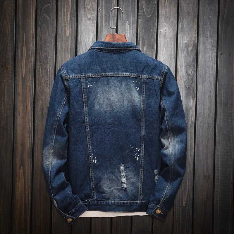 Vestes masculines veste hommes jeans bleu taboure de vêtements en manteau plus taille denim printemps automne jeune nouveau vêtements hippies décontractés vestets en denim en détressel231026