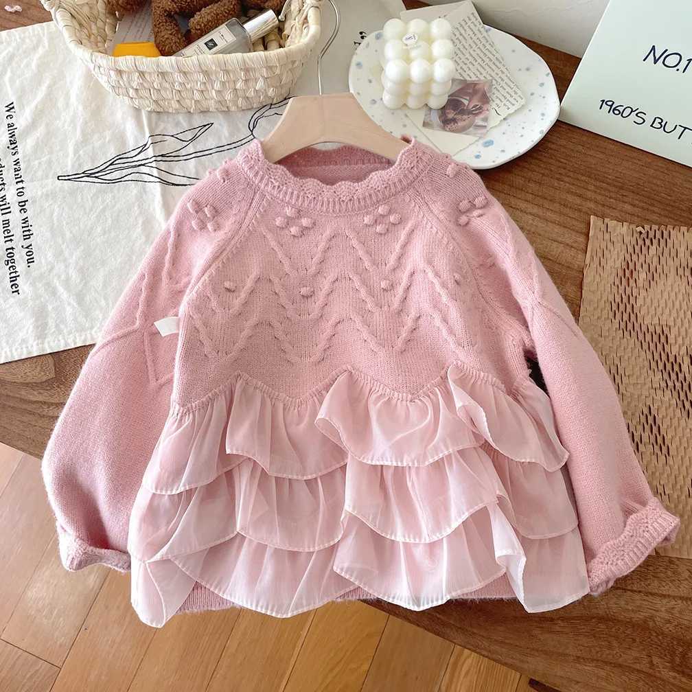 Pullover Girls Sweater Autumn Winter Children Sticked Spets Sweatshirts For Baby 1 till 7 Years Woolen Tops Clothes Pullover